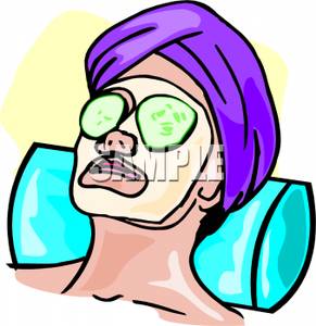 Woman Getting A Facial   Royalty Free Clipart Picture