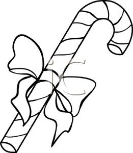 Black And White Candy Cane With A Bow Tied To It   Royalty Free