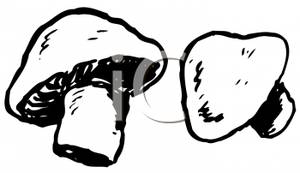 Black And White Mushrooms Clipart Image 