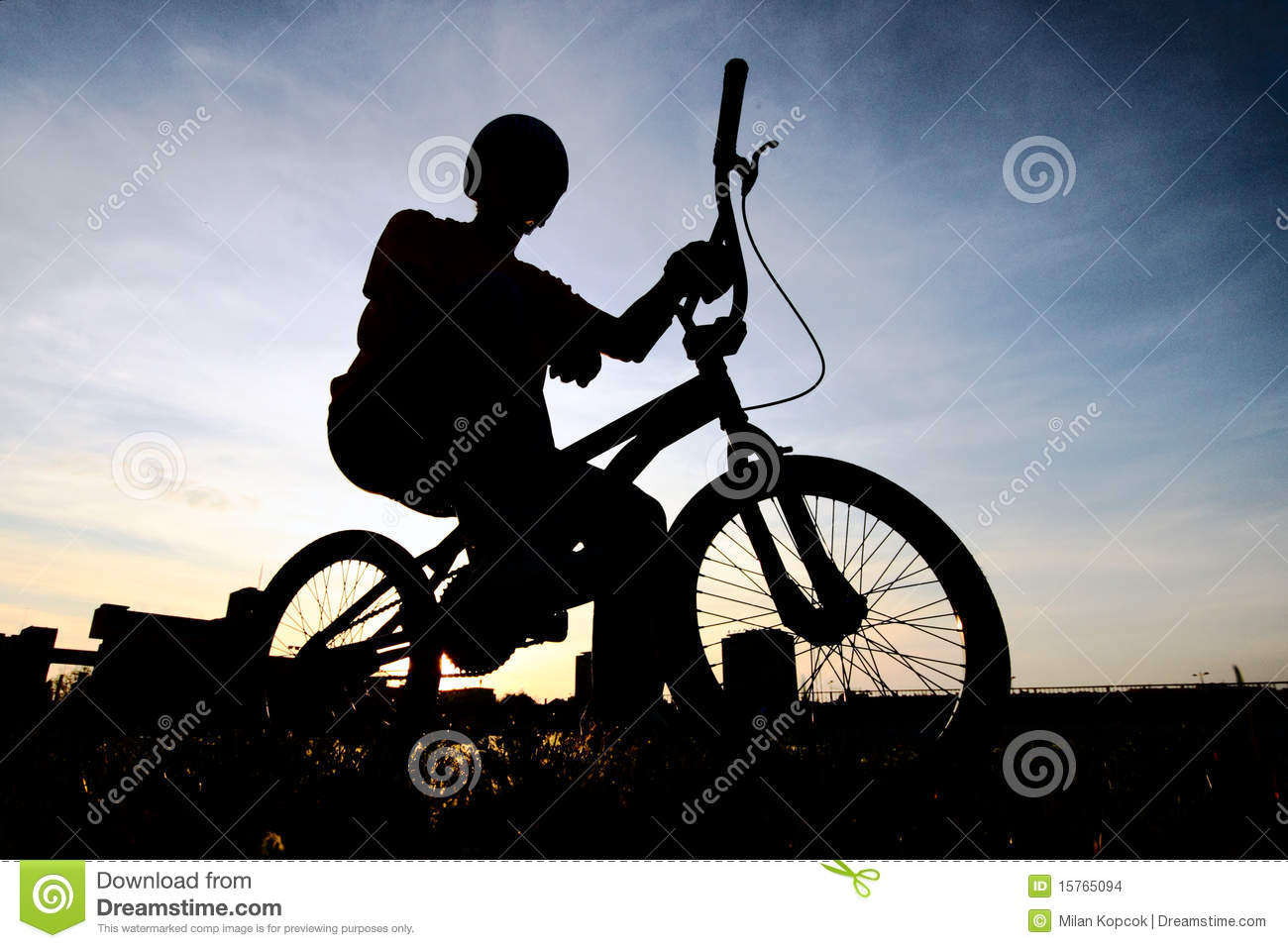 Bmx Biker Silhouette Stock Images   Image  15765094