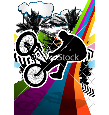 Bmx Biker Summer Background Vector