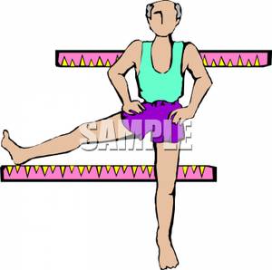     Cartoon Of An Elderly Man Exercising   Royalty Free Clipart Picture