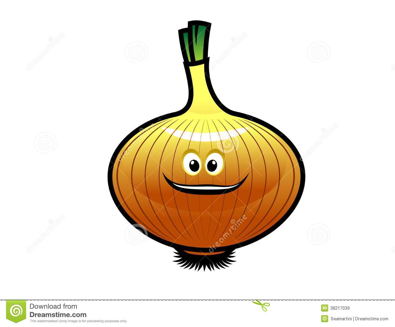 Cheeky Little Cartoon Golden Onion With A Happy Grin Isolated On White