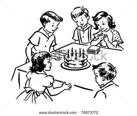 Children S Birthday Party   Retro Clipart Illustration   Hqvectors Com