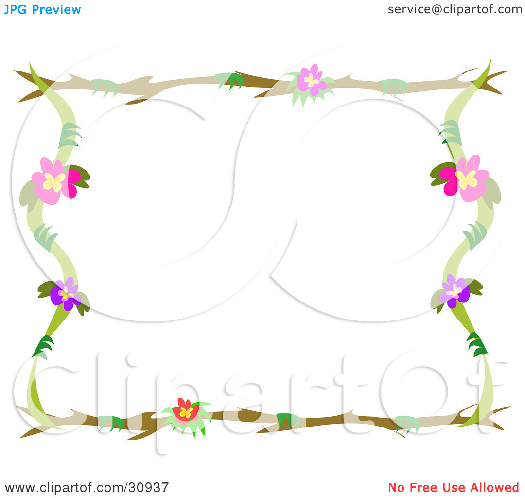 Clipart Illustration Of A Floral Border Of Pink Red And Purple
