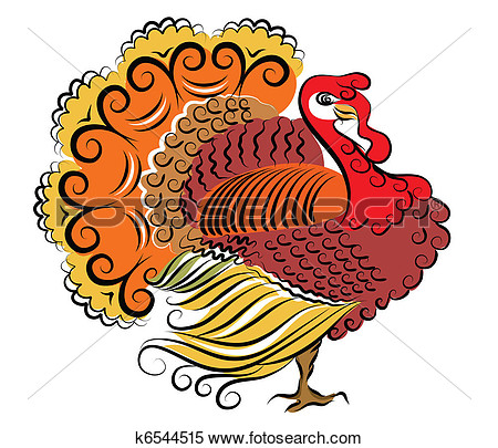 Color Turkey Vector Thanksgiving Day View Large Clip Art Graphic