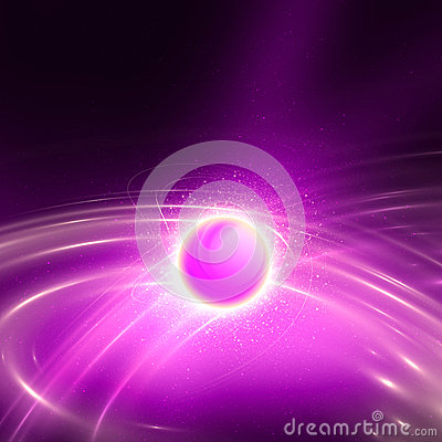 Energy Ball With Glow Lines On A Purple Background