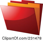 Free Rf Clip Art Illustration Of A Shiny Red And Orange File Folder