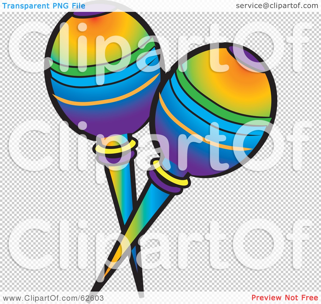 Free  Rf  Clipart Illustration Of Rainbow Colored Mexican Maracas