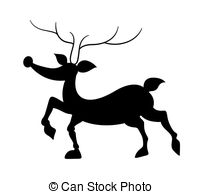 Funny Reindeer Silhouette   Cartoon Funny Christmas Reindeer