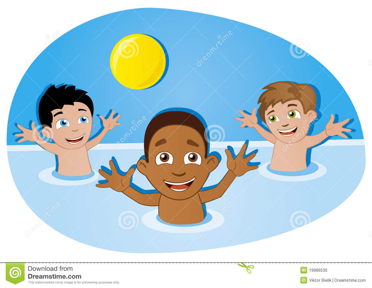 Happy Kids Having Fun With Ball In Swimming Pool Stock Photo   Image    