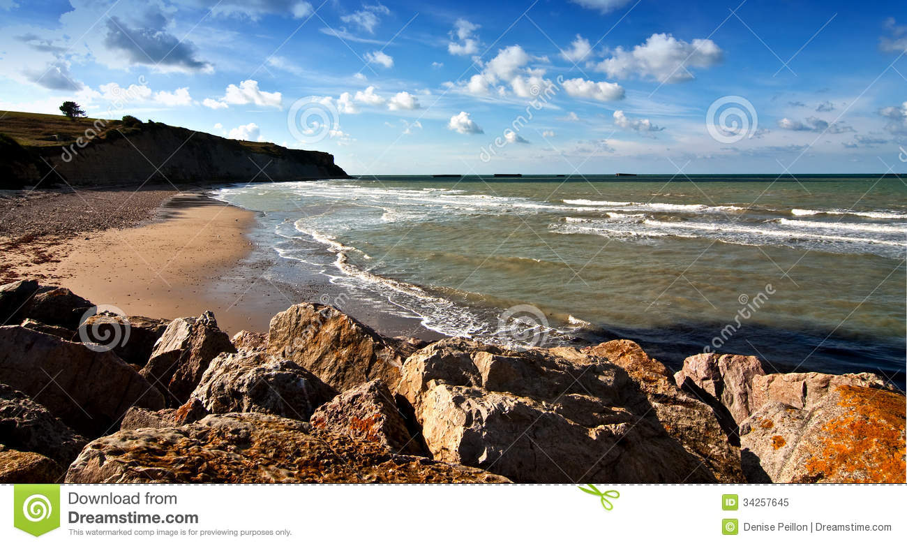 Omaha Beach In Normandy Royalty Free Stock Photo   Image  34257645