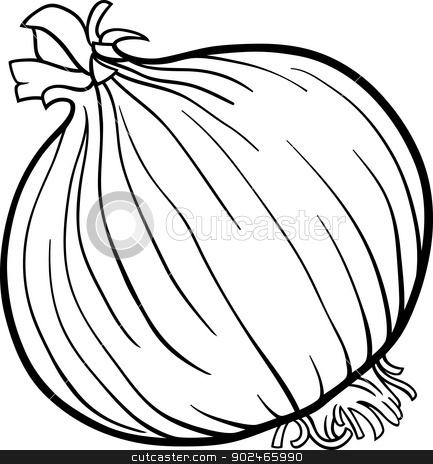 Onion Vegetable Cartoon For Coloring Book Stock Vector Clipart Black