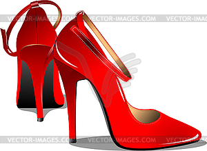 Red Fashion Woman Pair Of Shoes   Vector Image