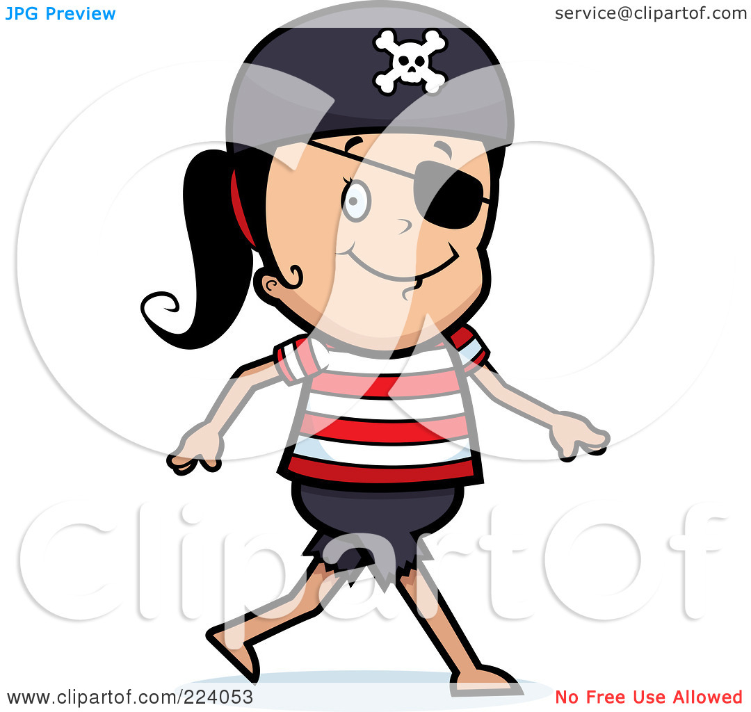 Royalty Free  Rf  Clipart Illustration Of A Happy Pirate Girl Walking
