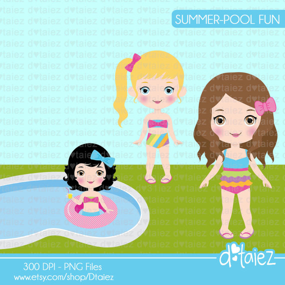 Summer Fun   Pool Party Clipart Beach Summer Cool Printable Boys    