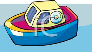 Toy Boat Floating In Water   Royalty Free Clipart Picture