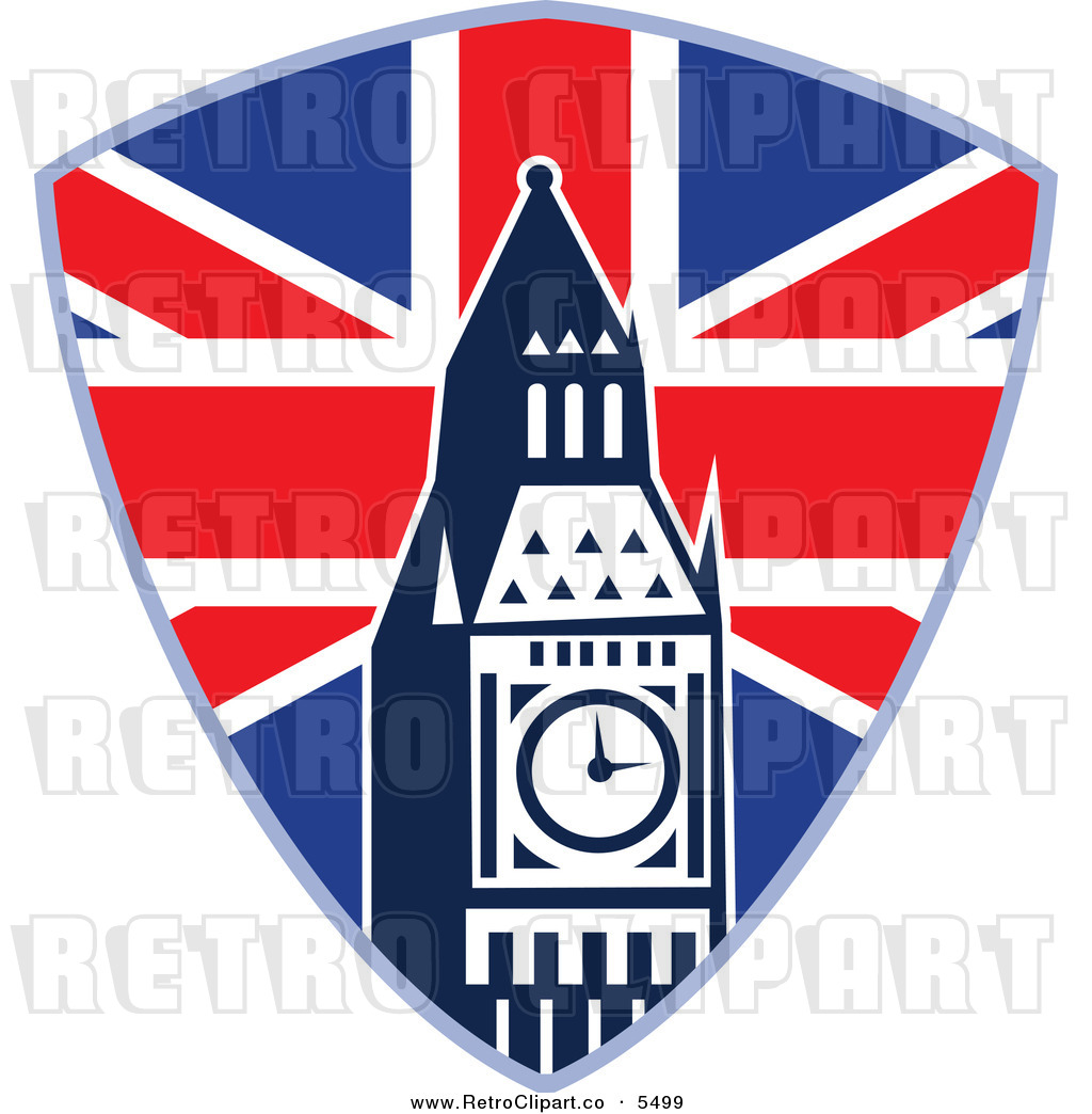Vector Clipart Of An Old Fashioned British Union Jack Shield And Big
