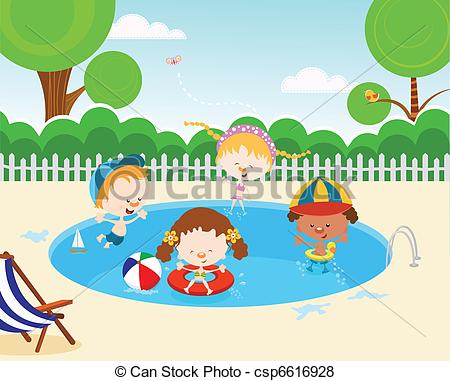 Vector   Kids In Swimming Pool   Stock Illustration Royalty Free