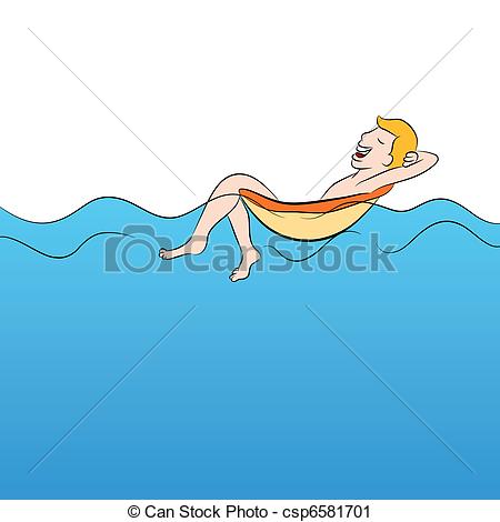 Vector   Man Floating In A Pool Of Water   Stock Illustration Royalty