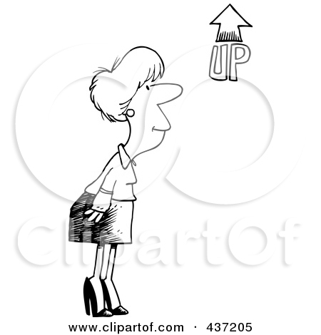 Black And White Outline Design Of A Businesswoman Looking At    By Ron
