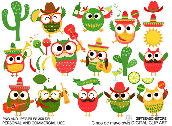 Cinco De Mayo Owl Digital Clip Art For Personal And Commercial Use