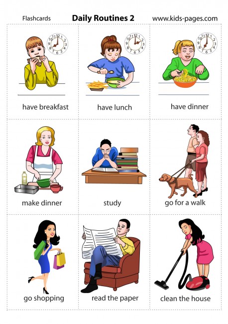 Daily Routine Clipart Daily Routines 2 Flashcard