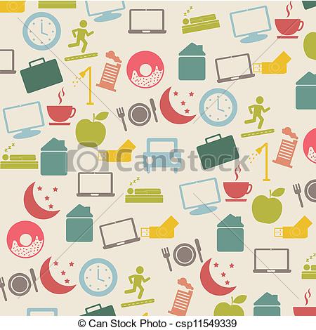 Daily Routine Icons Over White Background  Vector Illustration