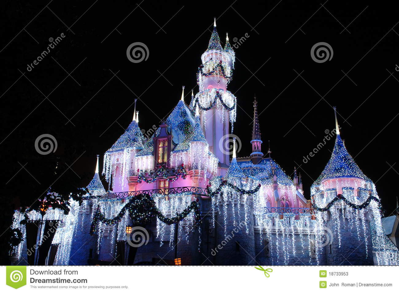 December 2009 Anaheim Ca  The Castle Inside Disneyland Park Lighted