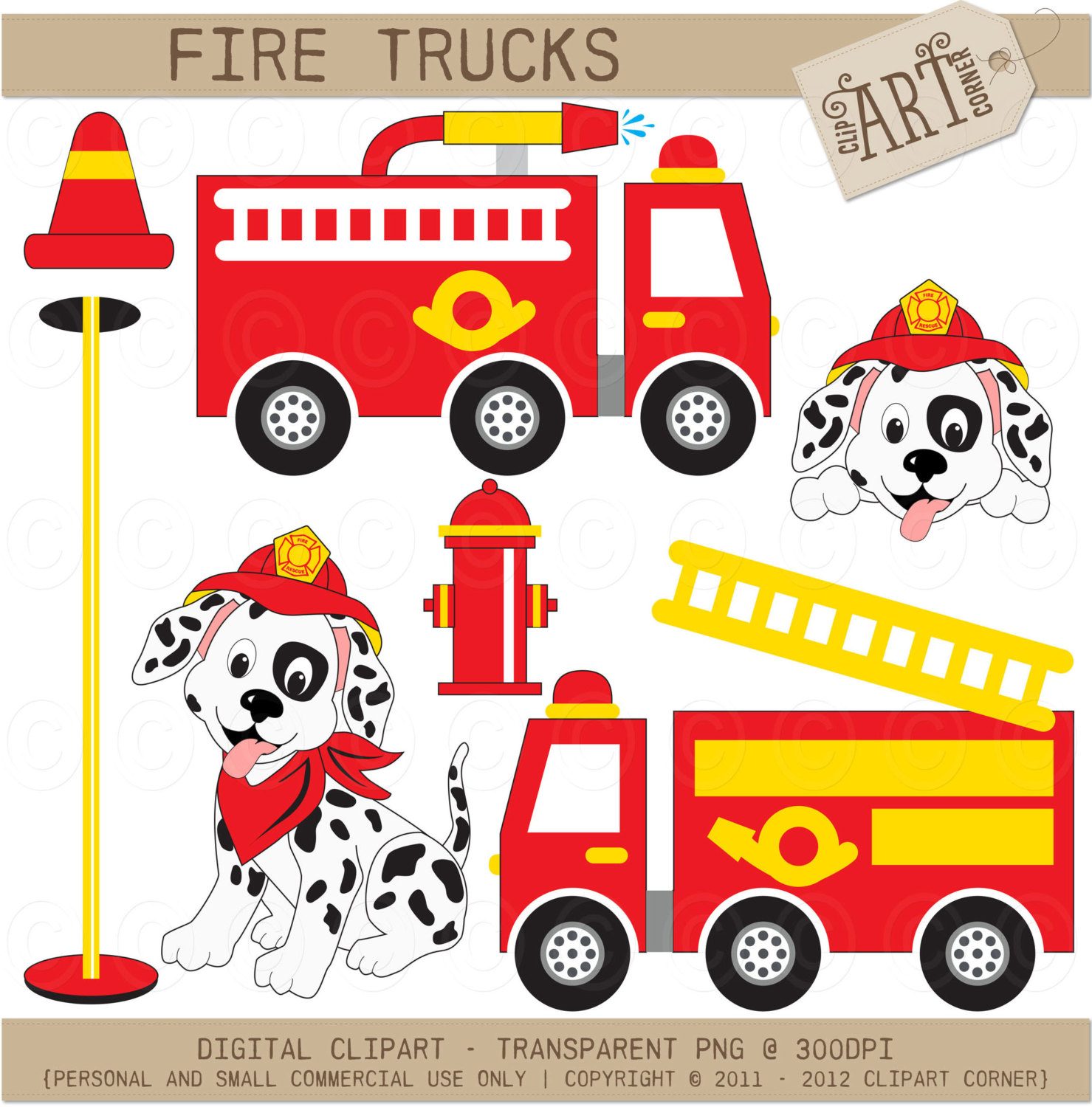 Digital Clipart   Fire Trucks   Fire Engine   Dalmation  Dc 8350 