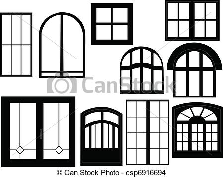 Eps Vector Of Window Collection Silhouette   Vector Csp6916694