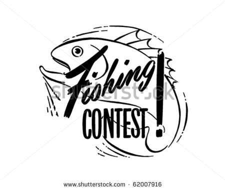 Fishing Contest   Ad Header   Retro Clipart Stock Vector Illustration