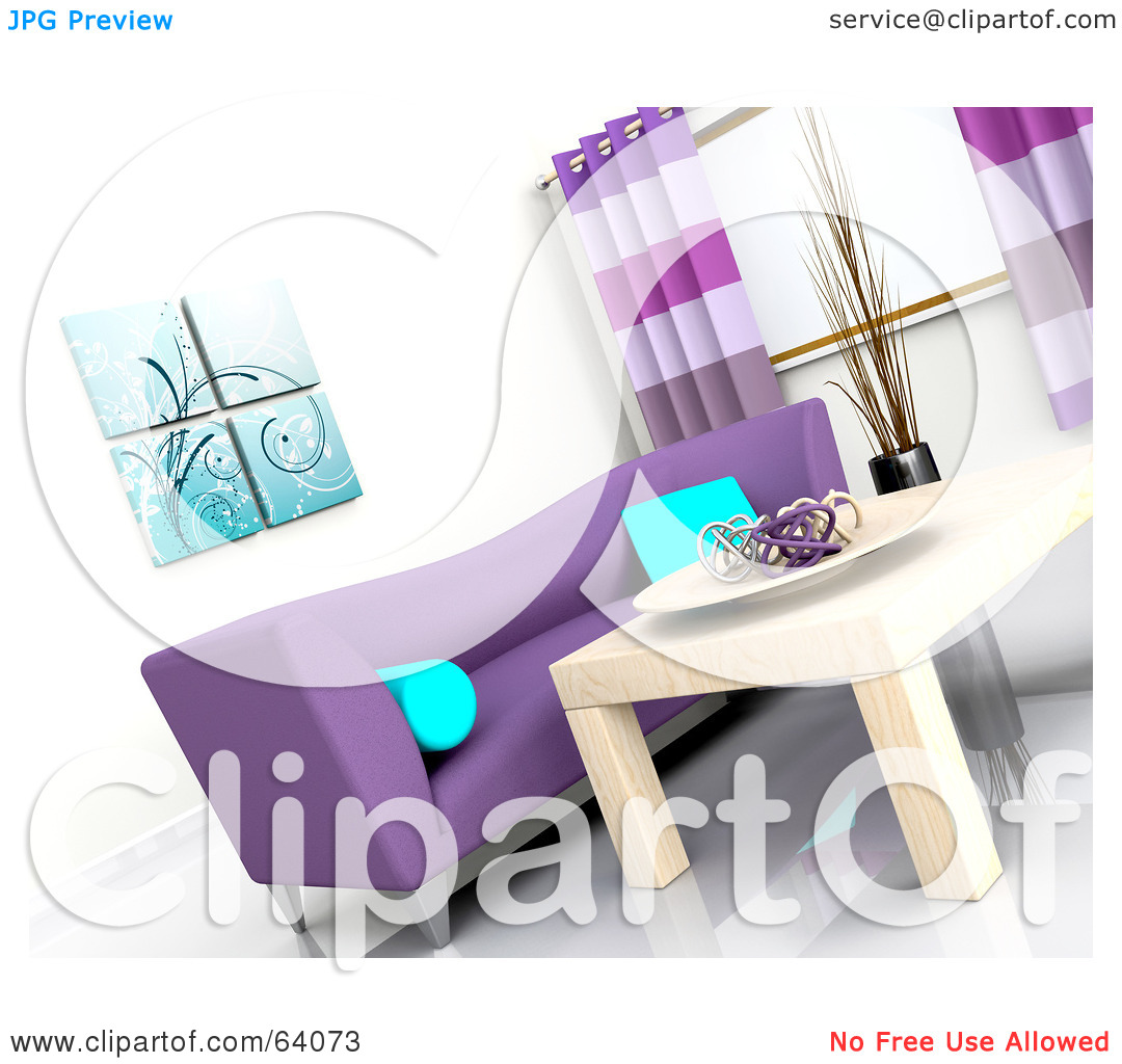 Free  Rf  Clipart Illustration Of A Tilted Angle Of A 3d Modern Living
