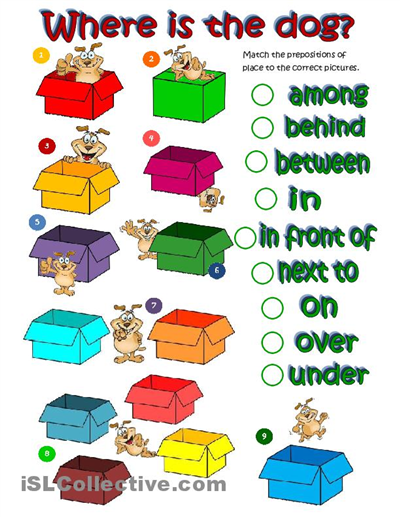 It S A Matching Activity On Prepositions Of Place  B W Version    