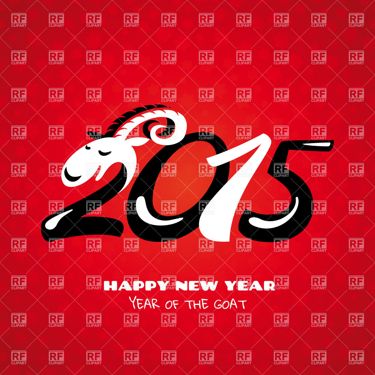 New Year Card With Inscription 2015 With Stylish Cute Head Of A Goat