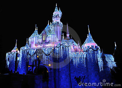 Night Image Of Disneyland Castle At Anaheim California