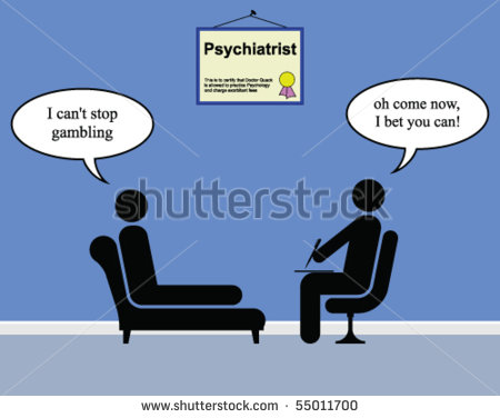 On The Psychiatrist Couch With Doctor Quack And Gambling   Stock