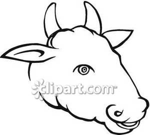 Simple Black And White Cow Face   Royalty Free Clipart Picture