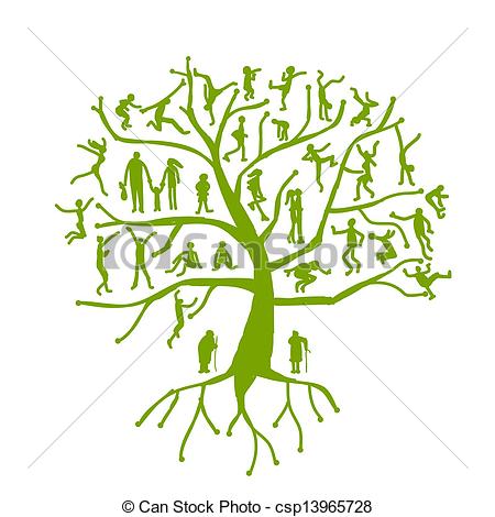 Vector Illustration Of Family Tree Relatives People Silhouettes