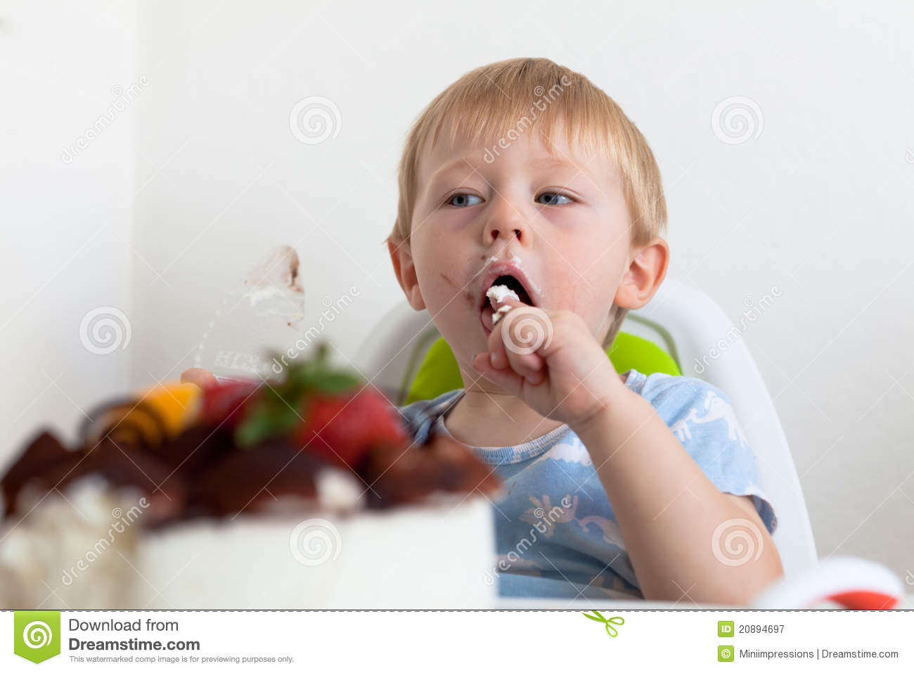 Adorable Toddler Eating Cake Royalty Free Stock Photography   Image    