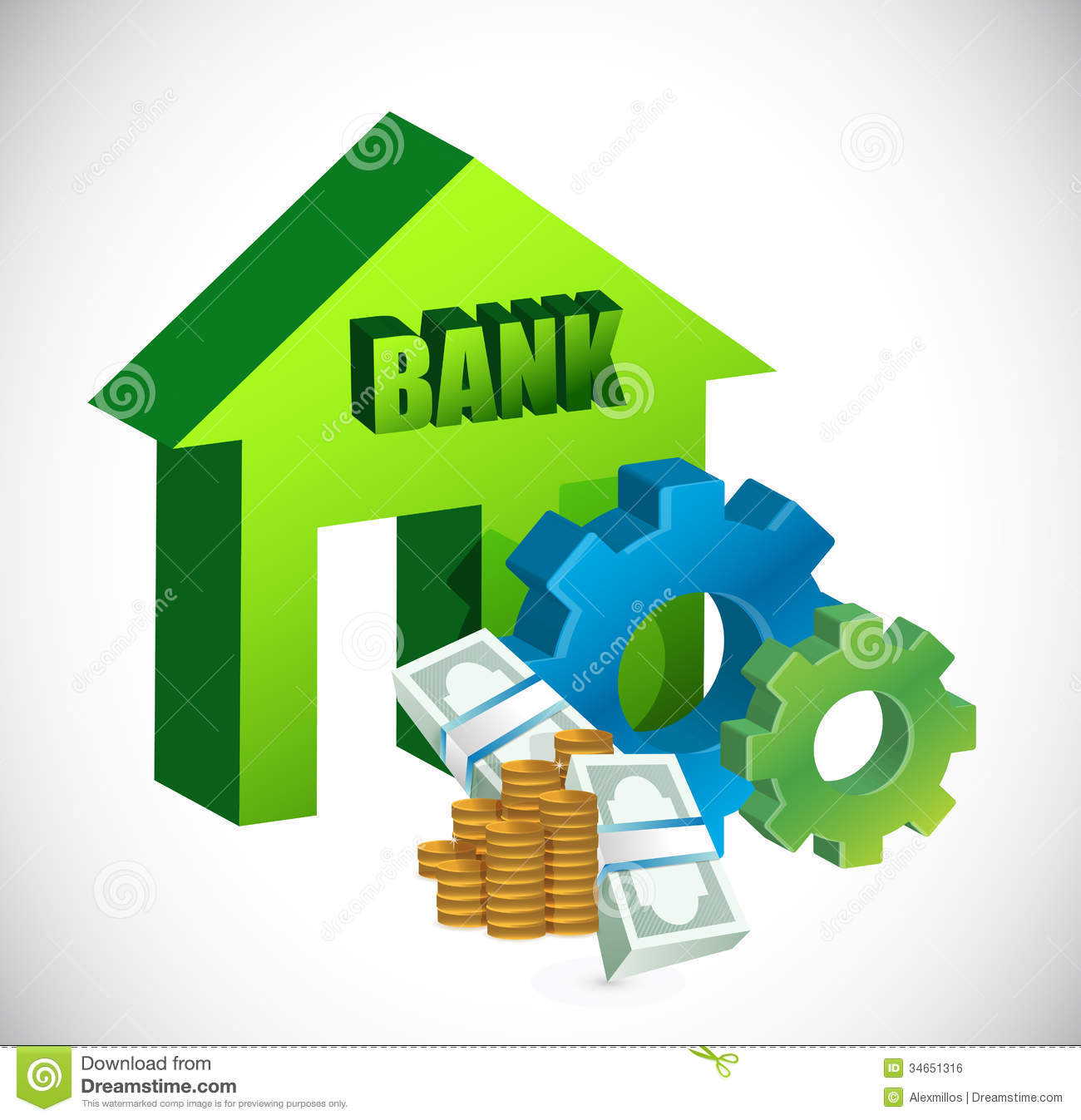 Bank And Gears Illustration Design Royalty Free Stock Image   Image