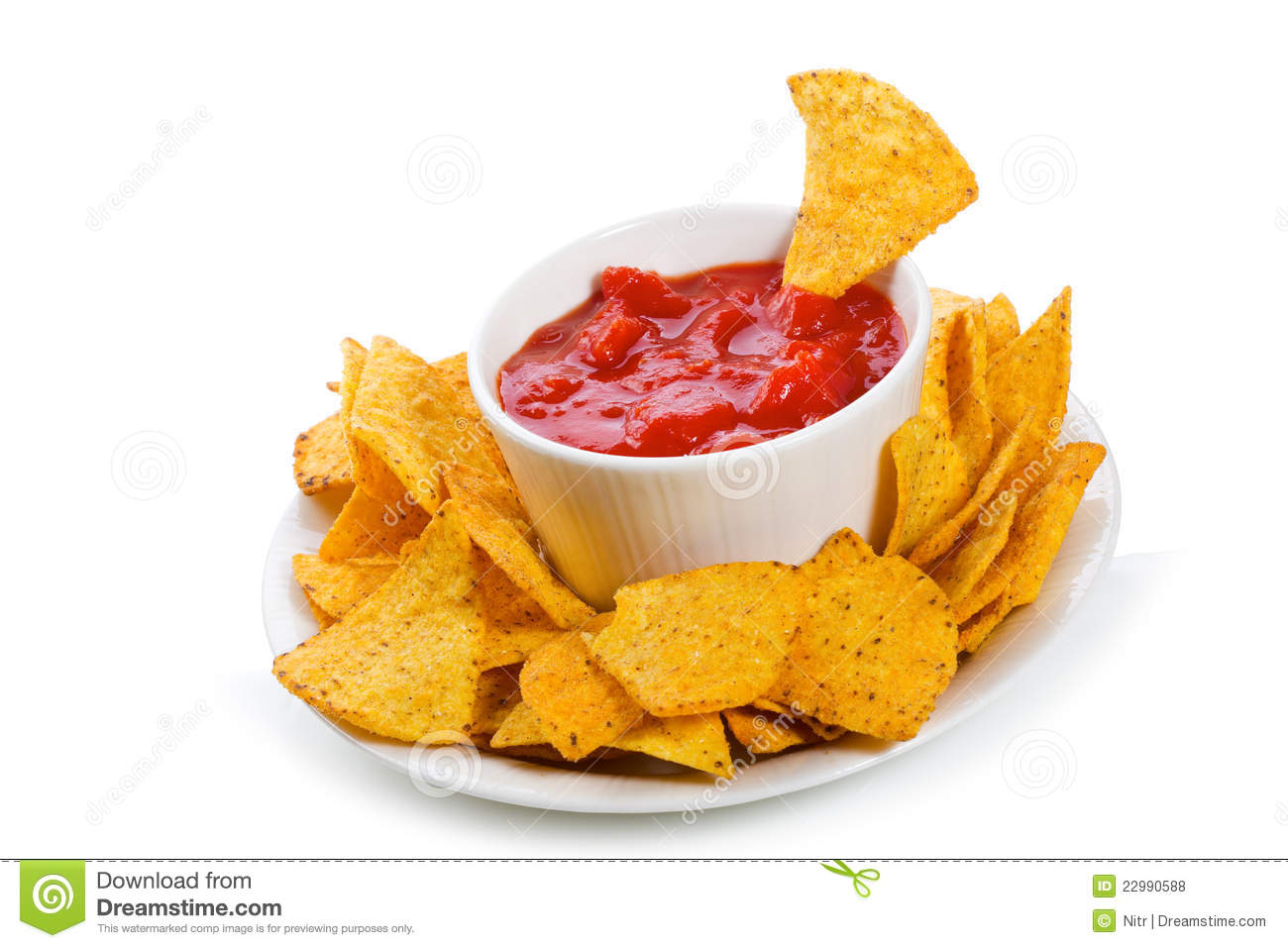 Chips And Dip Bowl Of Salsa With Tortilla Clipart