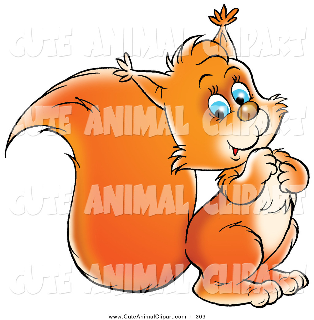 Clip Art Of A Cute Adorable Blue Eyed Orange Squirrel Looking At The