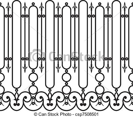 Clip Art Of Fence Wrought Iron Seamless Csp7508501   Search Clipart