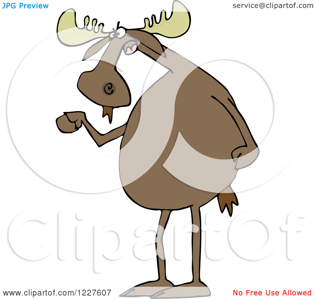 Clipart Of A Mad Irate Moose Waving A Fist   Royalty Free Vector