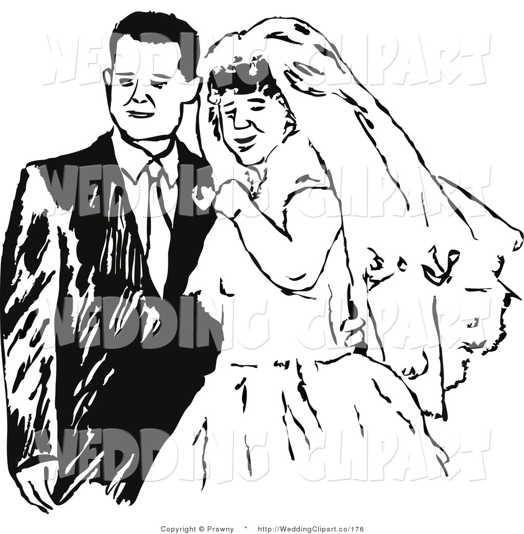 Clipart Of A Wedding Black And White Bride And Groom Posing By Prawny    