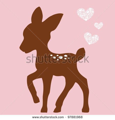 Cute Deer And White Hearts