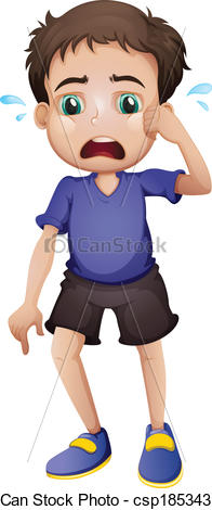 Eps Vectors Of A Young Boy Crying   Illustration Of A Young Boy Crying