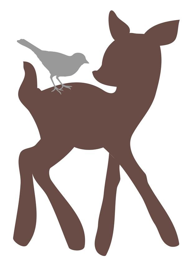 Fawn Silhouette Woodland Tumble Deer And Bird