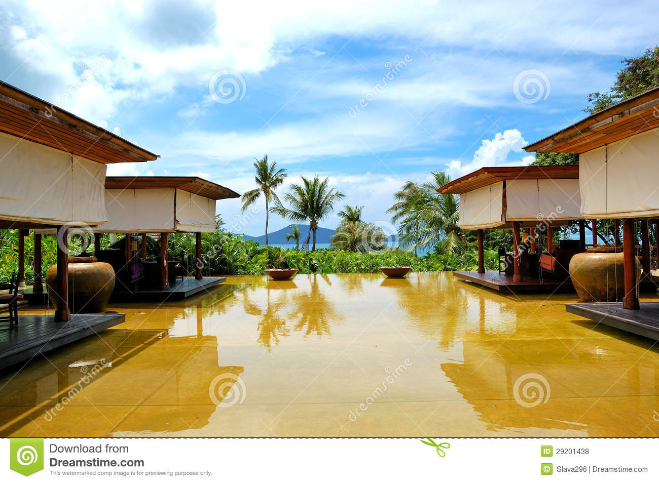Lounge Pool View Area At Luxury Hotel Royalty Free Stock Photos